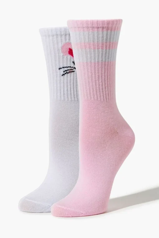 Bunny Rabbit Crew Sock Set - 2 Pack