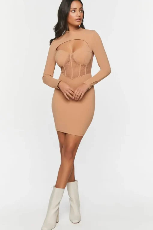Bustier Mesh Cutout Mini Dress