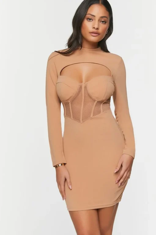 Bustier Mesh Cutout Mini Dress
