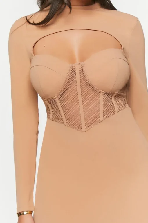 Bustier Mesh Cutout Mini Dress