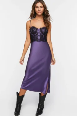 Bustier Satin Slip Midi Dress