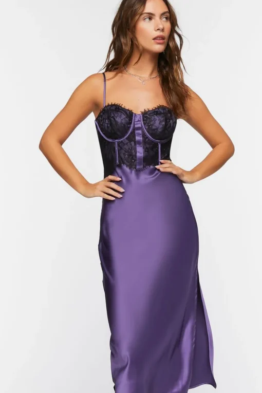 Bustier Satin Slip Midi Dress