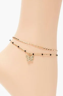 Butterfly Charm Layered Anklet