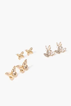 Butterfly Charm Stud Earring Set