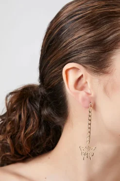 Butterfly Curb Chain Drop Earrings