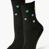 Butterfly Embellished Crew Socks