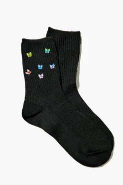 Butterfly Embellished Crew Socks