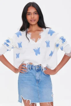 Butterfly Frayed Sharkbite Sweater