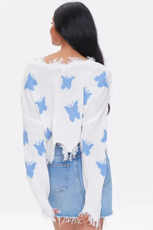 Butterfly Frayed Sharkbite Sweater