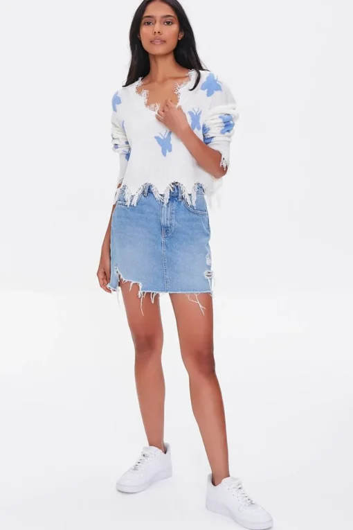 Butterfly Frayed Sharkbite Sweater