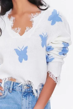 Butterfly Frayed Sharkbite Sweater