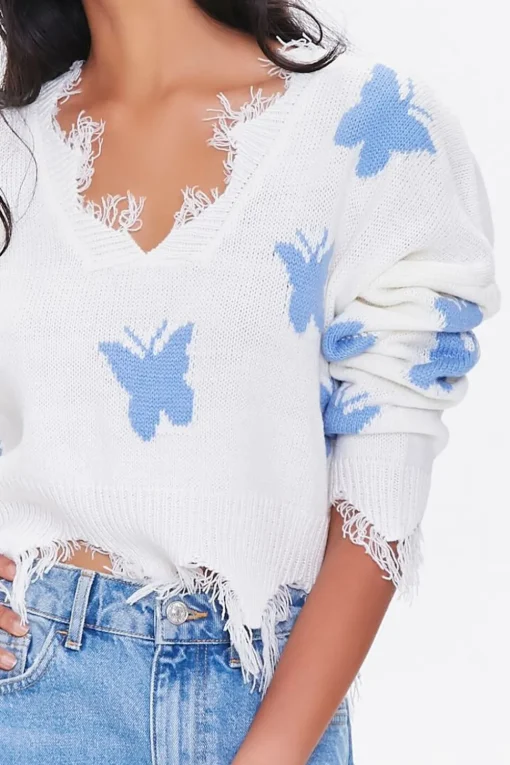 Butterfly Frayed Sharkbite Sweater