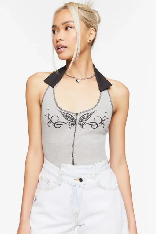 Butterfly Graphic Halter Top
