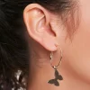 Butterfly Pendant Hoop Earrings