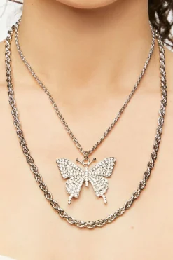 Butterfly Pendant Necklace Set