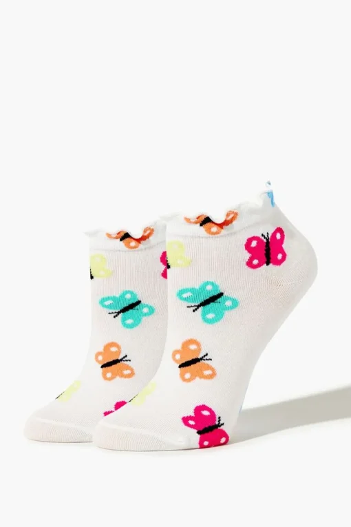 Butterfly Print Ankle Socks
