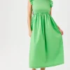 Butterfly-Sleeve Midi Babydoll Dress