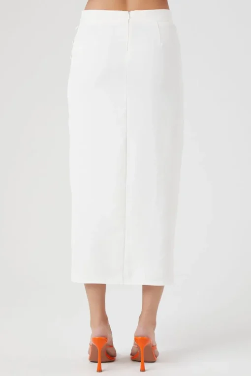 Buttoned Midi Slit Skirt