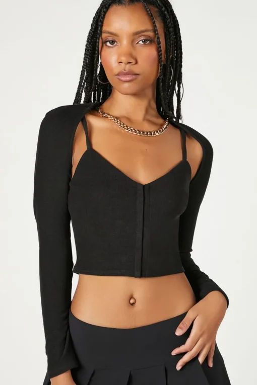 Button-Front Cami & Shrug Set