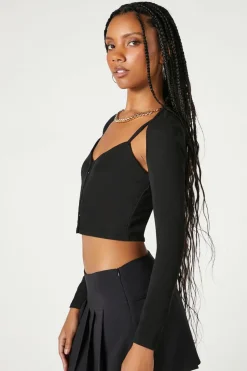 Button-Front Cami & Shrug Set
