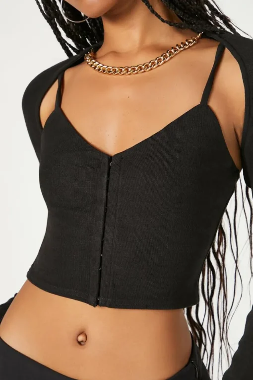 Button-Front Cami & Shrug Set