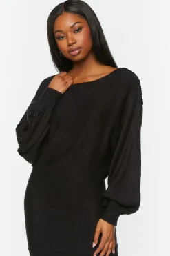 Button-Trim Sweater Dress