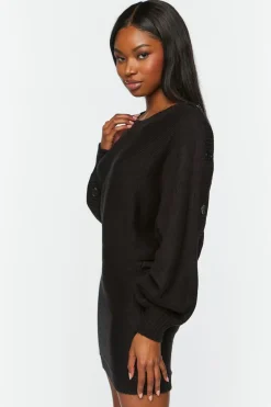 Button-Trim Sweater Dress
