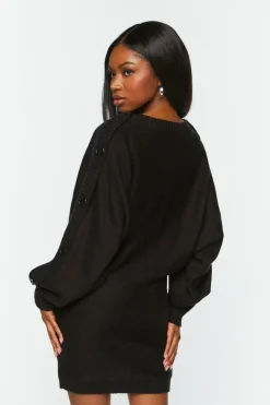 Button-Trim Sweater Dress