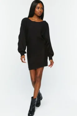 Button-Trim Sweater Dress