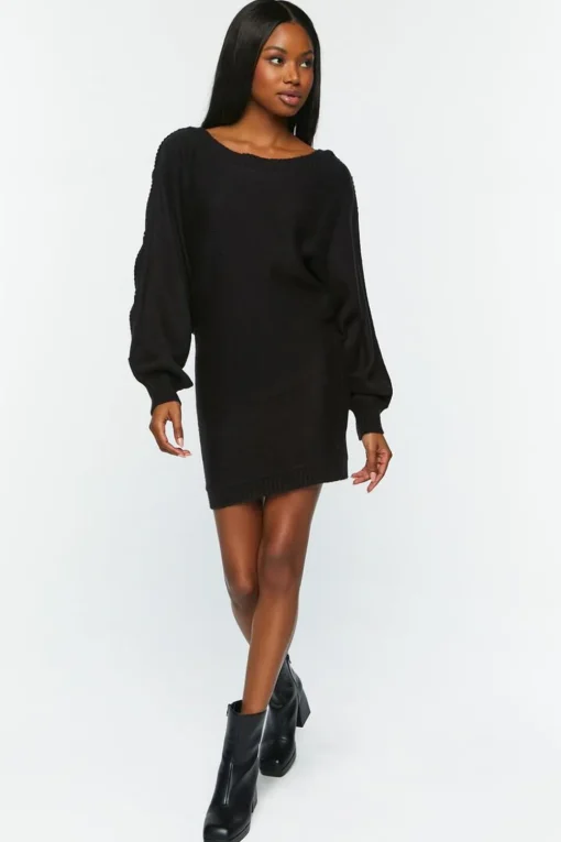 Button-Trim Sweater Dress