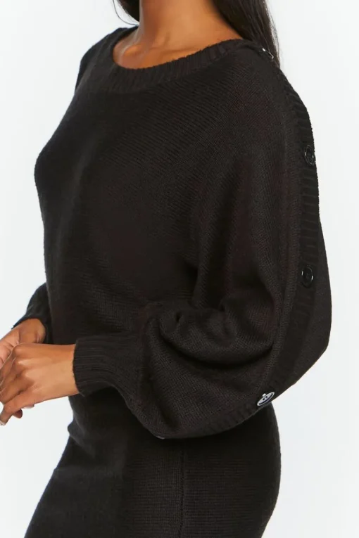 Button-Trim Sweater Dress