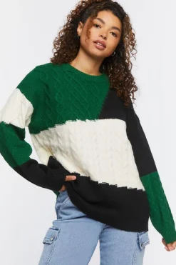 Cable Knit Colorblock Sweater