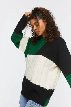 Cable Knit Colorblock Sweater