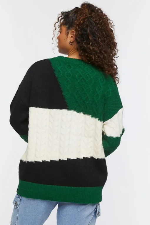 Cable Knit Colorblock Sweater