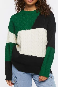 Cable Knit Colorblock Sweater