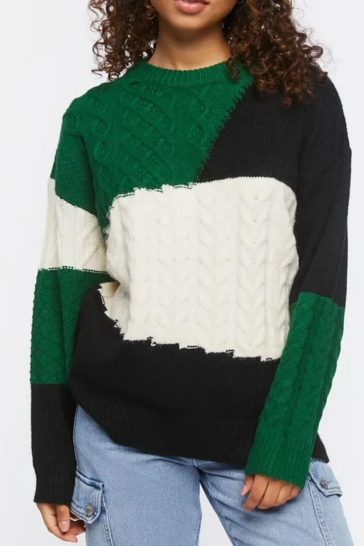 Cable Knit Colorblock Sweater