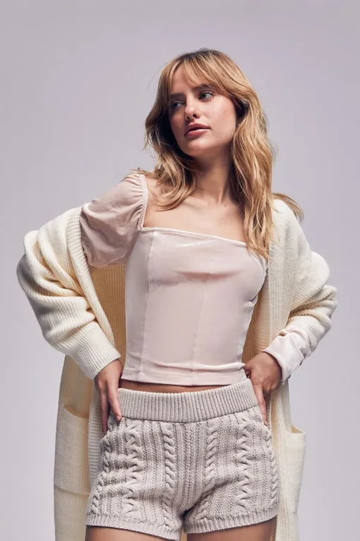 Cable Knit Mid-Rise Shorts