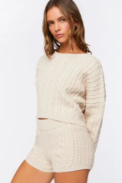 Cable Knit Mid-Rise Shorts