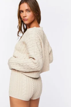 Cable Knit Mid-Rise Shorts