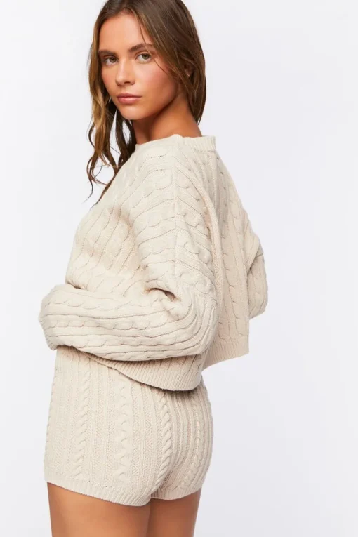 Cable Knit Mid-Rise Shorts
