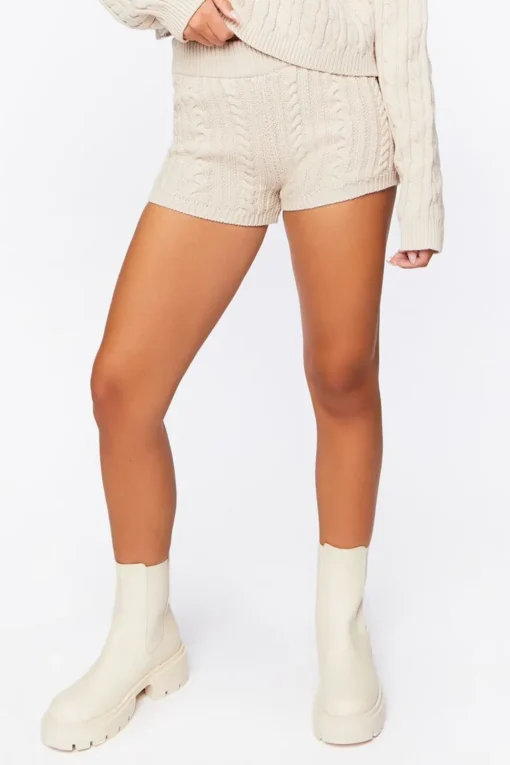 Cable Knit Mid-Rise Shorts
