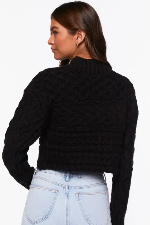 Cable Knit Mock Neck Sweater