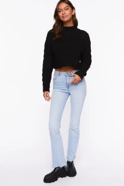 Cable Knit Mock Neck Sweater