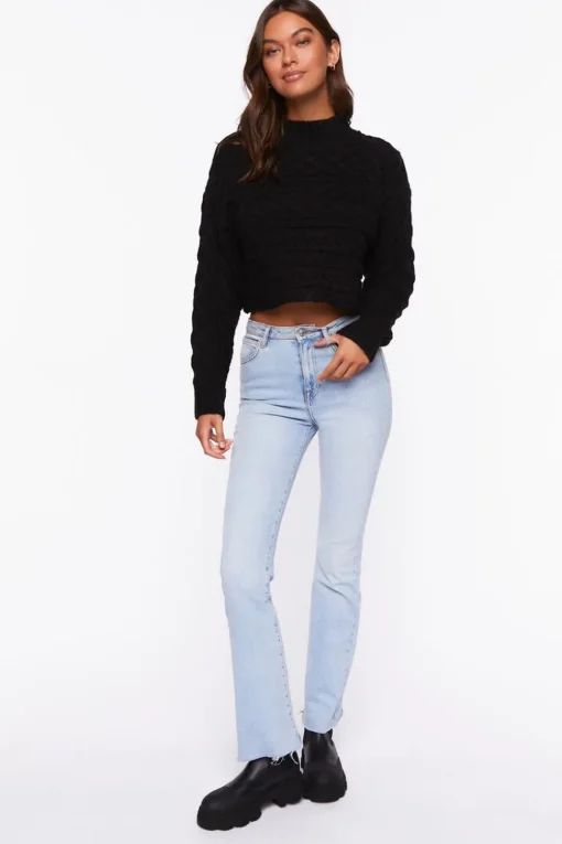 Cable Knit Mock Neck Sweater