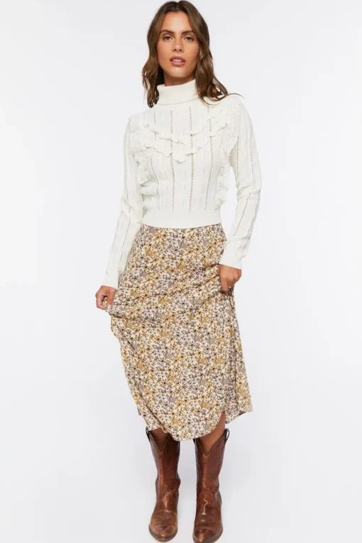 Cable Knit Turtleneck Sweater