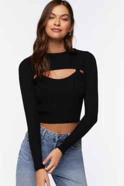 Cable-Knit Combo Top