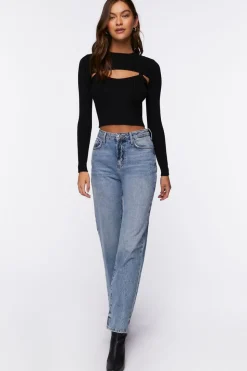 Cable-Knit Combo Top