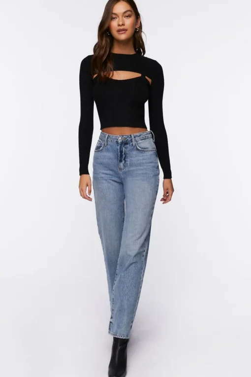 Cable-Knit Combo Top