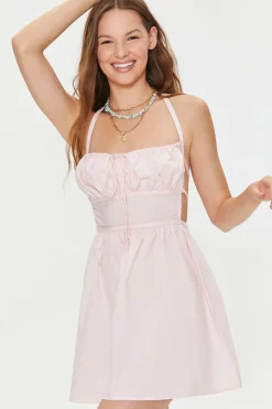 Caged-Back Halter Mini Dress