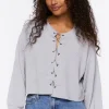 Chain Lace-Up Eyelet Crop Top